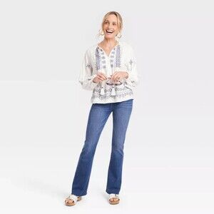 Embroidered Long Sleeve Top - Knox Rose™ Sz L